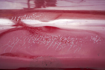 Old car, peeling paint on the hood