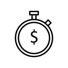 Clock, time outline and thin line icon isolated on white background EPS Vector