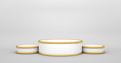 Minimal scene with podium and abstract background. white colors scene. Trendy 3d render for social media banners, promotion, cosmetic product show. Geometric shapes interior.