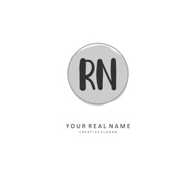 R N RN Initial letter handwriting and signature logo. A concept handwriting initial logo with template element.