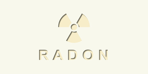 Illustration to background radiation. Radioactive, colorless, odorless, tasteless noble gas Radioactivity logo on yellow. Poster, danger. Radon, a contaminant that affects indoor air quality worldwide