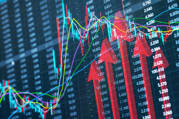 Financial stocks upward trend concept, arrow of success