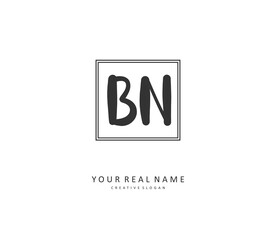 B N BN Initial letter handwriting and signature logo. A concept handwriting initial logo with template element.