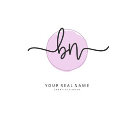 B N BN Initial letter handwriting and signature logo. A concept handwriting initial logo with template element.