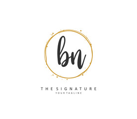 B N BN Initial letter handwriting and signature logo. A concept handwriting initial logo with template element.