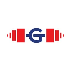 Letter G Barbell Logo Template Vector
