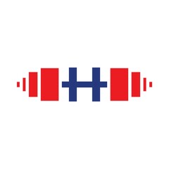 Letter H Barbell Logo Template Vector