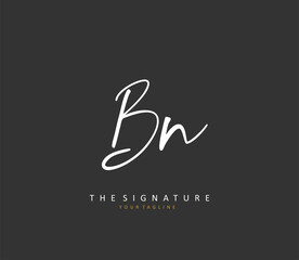 B N BN Initial letter handwriting and signature logo. A concept handwriting initial logo with template element.