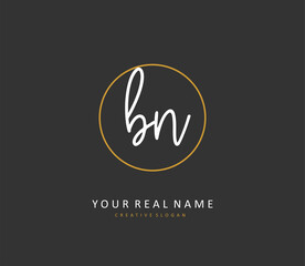 B N BN Initial letter handwriting and signature logo. A concept handwriting initial logo with template element.