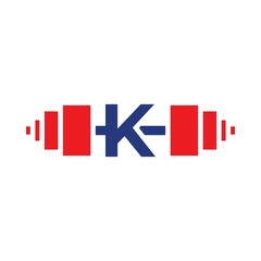 Letter K Barbell Logo Template Vector