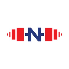 Letter N Barbell Logo Template Vector