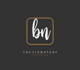 Obraz premium B N BN Initial letter handwriting and signature logo. A concept handwriting initial logo with template element.