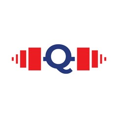 Letter Q Barbell Logo Template Vector
