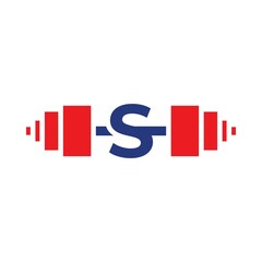 Letter S Barbell Logo Template Vector