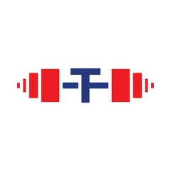 Letter T Barbell Logo Template Vector