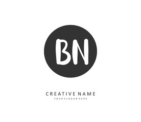 B N BN Initial letter handwriting and signature logo. A concept handwriting initial logo with template element.