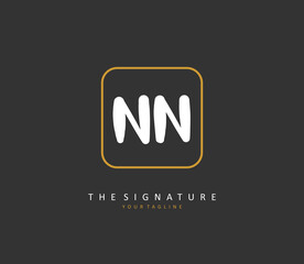 N NN Initial letter handwriting and signature logo. A concept handwriting initial logo with template element.