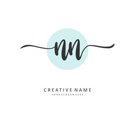N NN Initial letter handwriting and signature logo. A concept handwriting initial logo with template element.