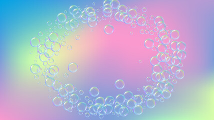 Bath bubble. Detergent soap foam and suds for bathtub. Shampoo.