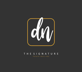 D N DN Initial letter handwriting and signature logo. A concept handwriting initial logo with template element.