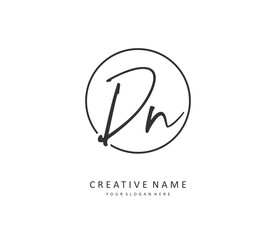 D N DN Initial letter handwriting and signature logo. A concept handwriting initial logo with template element.