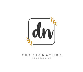 D N DN Initial letter handwriting and signature logo. A concept handwriting initial logo with template element.