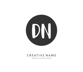 D N DN Initial letter handwriting and signature logo. A concept handwriting initial logo with template element.