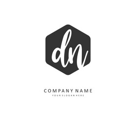 D N DN Initial letter handwriting and signature logo. A concept handwriting initial logo with template element.