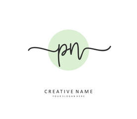 P N PN Initial letter handwriting and signature logo. A concept handwriting initial logo with template element.