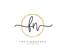 F N FN Initial letter handwriting and signature logo. A concept handwriting initial logo with template element.