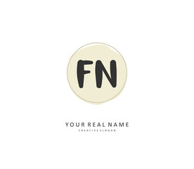 F N FN Initial letter handwriting and signature logo. A concept handwriting initial logo with template element.