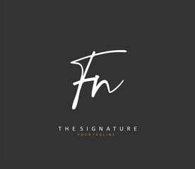 F N FN Initial letter handwriting and signature logo. A concept handwriting initial logo with template element.