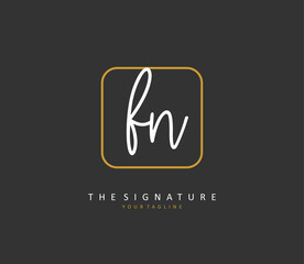 F N FN Initial letter handwriting and signature logo. A concept handwriting initial logo with template element.