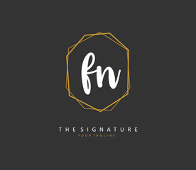 F N FN Initial letter handwriting and signature logo. A concept handwriting initial logo with template element.