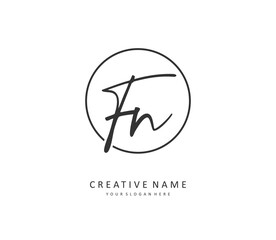 F N FN Initial letter handwriting and signature logo. A concept handwriting initial logo with template element.