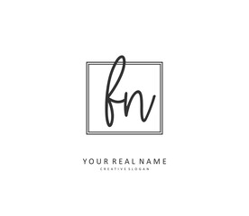 F N FN Initial letter handwriting and signature logo. A concept handwriting initial logo with template element.
