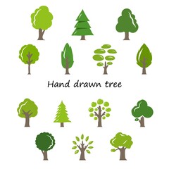 Vector illustration of hand drawn tree. Hand sketch collections.