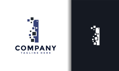 Letter I pixels tech logo