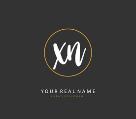 X N XN Initial letter handwriting and signature logo. A concept handwriting initial logo with template element.