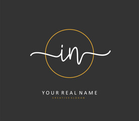 I N IN Initial letter handwriting and signature logo. A concept handwriting initial logo with template element.