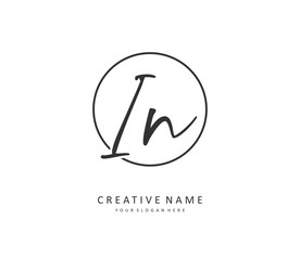 I N IN Initial letter handwriting and signature logo. A concept handwriting initial logo with template element.