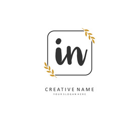 I N IN Initial letter handwriting and signature logo. A concept handwriting initial logo with template element.