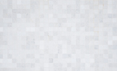 Closeup shot of tile mosaic white and gray pattern background.