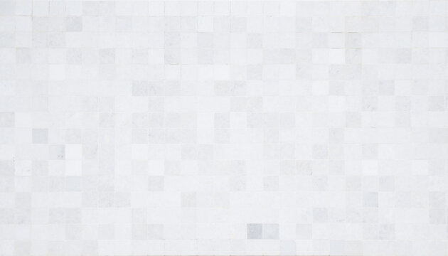 Closeup shot of tile mosaic white and gray pattern background.