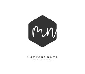 M N MN Initial letter handwriting and signature logo. A concept handwriting initial logo with template element.