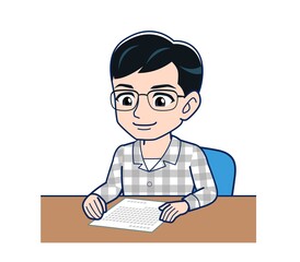 Young man in gray pajamas