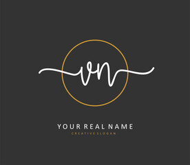 V N VN Initial letter handwriting and signature logo. A concept handwriting initial logo with template element.