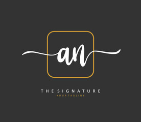 A N AN Initial letter handwriting and signature logo. A concept handwriting initial logo with template element.