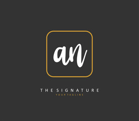 A N AN Initial letter handwriting and signature logo. A concept handwriting initial logo with template element.
