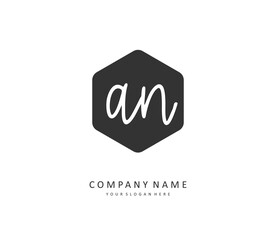 A N AN Initial letter handwriting and signature logo. A concept handwriting initial logo with template element.